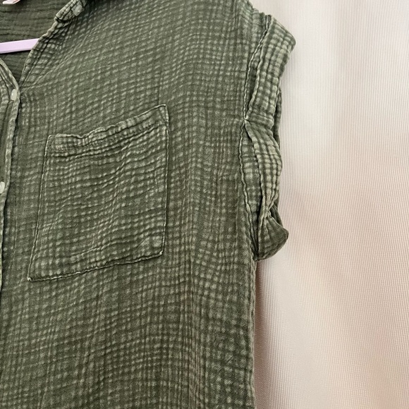 Olive Green Button-Up Shirt - Picture 4 of 6